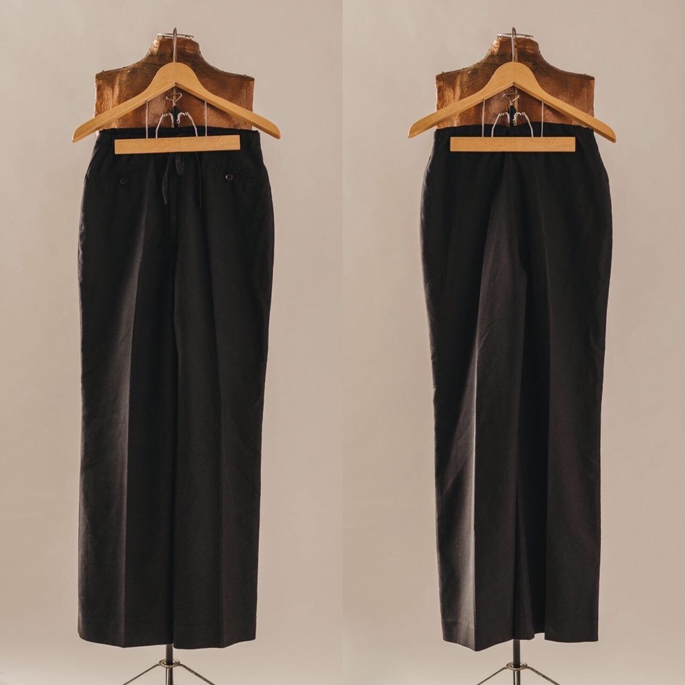 Vintage 70s/80s Black Drawstring High Waist Wide Leg Trousers